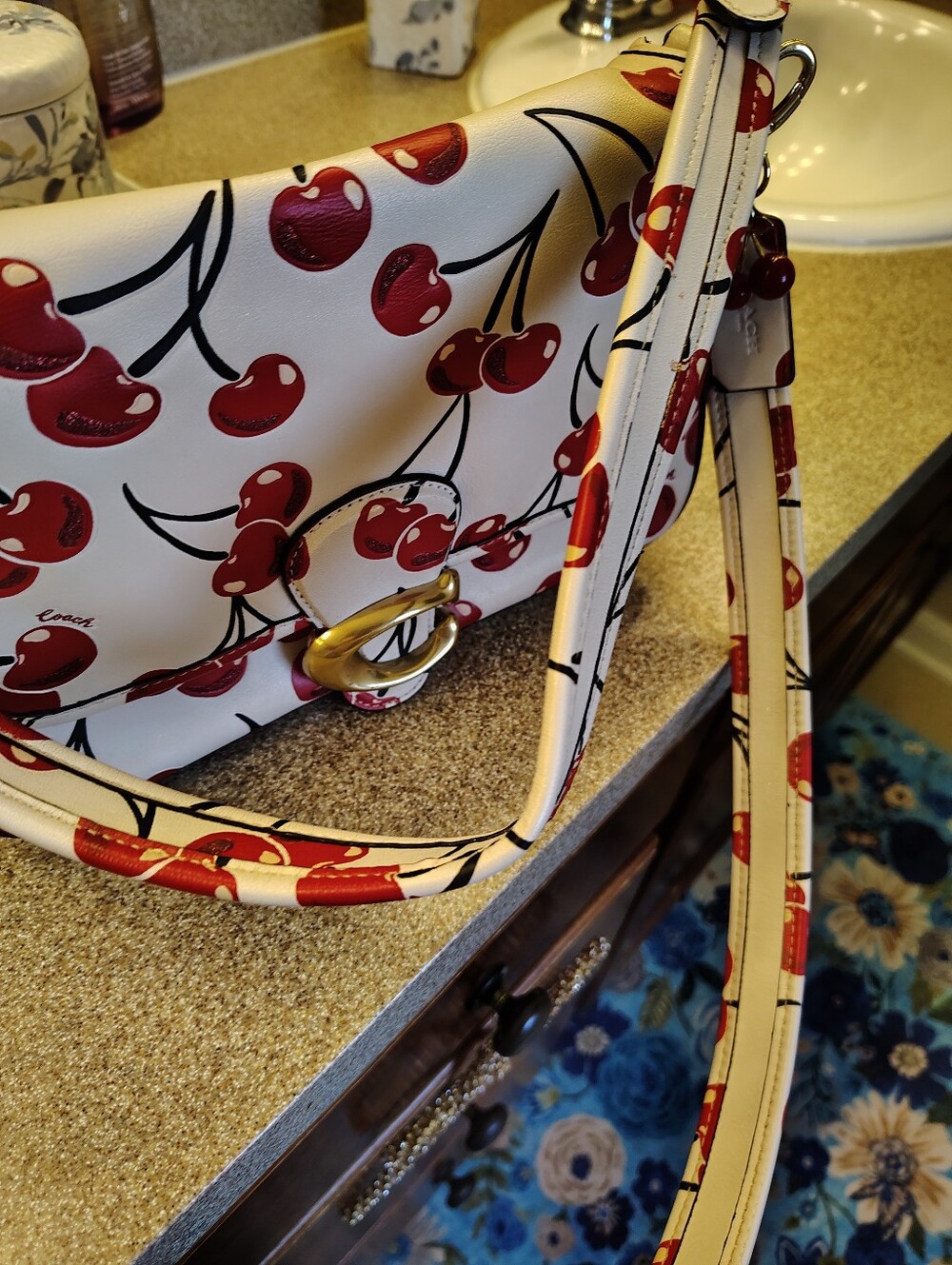 Coach tabby White Cherry-Print Crossbody Bag with Gold Hardware - Picture 8 of 10